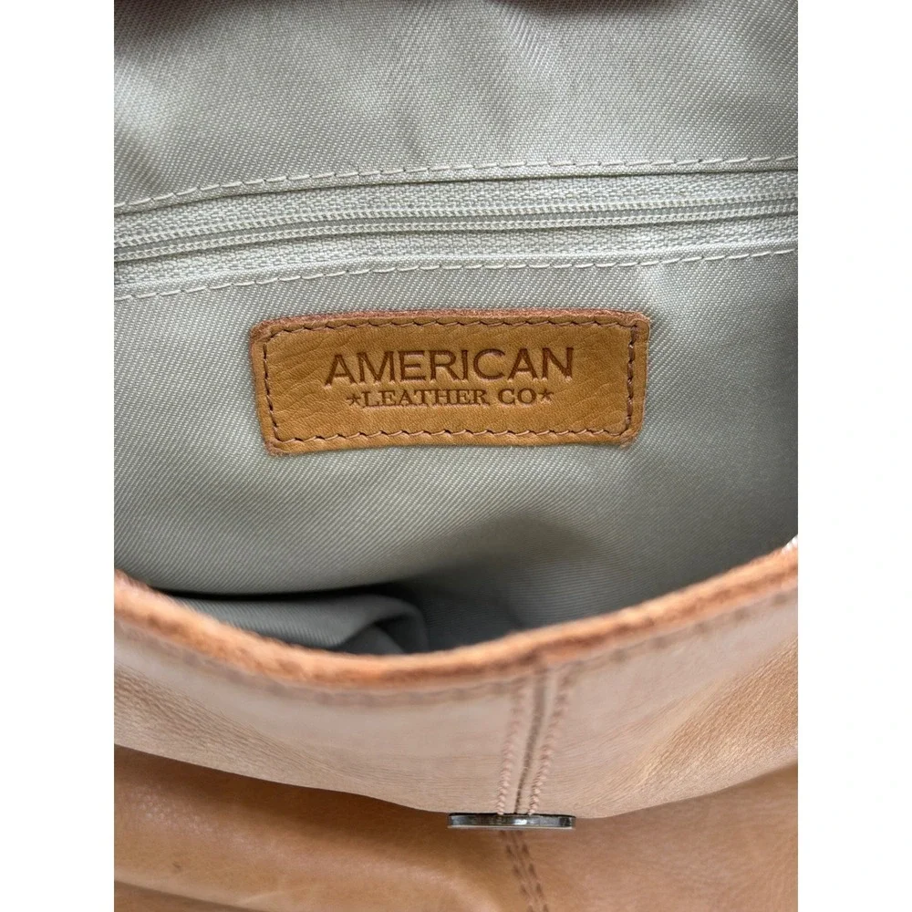 American Leather Co Honey Tan Genuine Leather Flap Backpack Handbag Bag 12x10x4